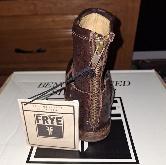 A pair of Frye Phillip Harness dark brown ankle boots in a women's size 6. EUC - Picture 12 of 14